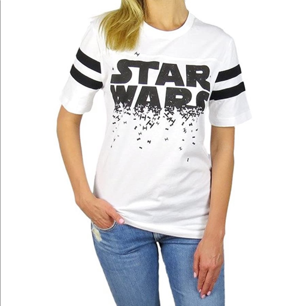 Star Wars Womens Logo Varsity Football Tee Logo,White,Large